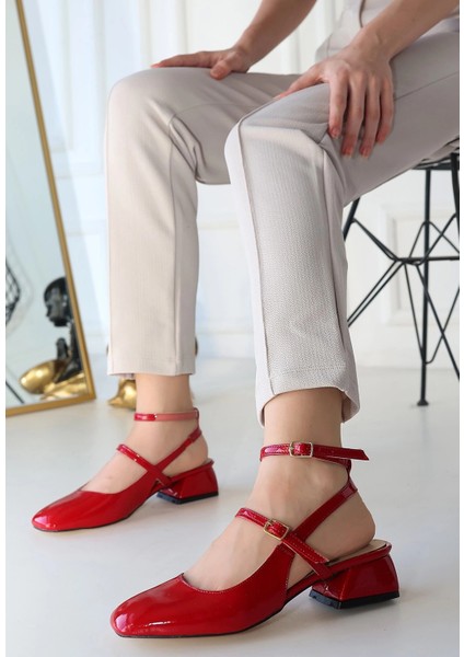 Nrtmsa Karmi Kırmızı Rugan Topuklu Kemerli Ayakkabı (Numara: 37) fiyatları