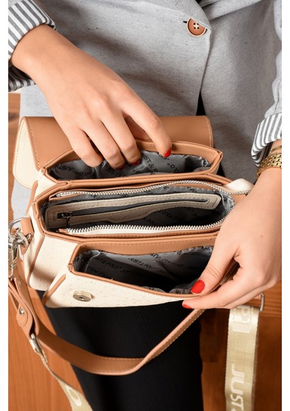 Orijinal Just Polo Collection 4 Bölmeli Lüks Yumuşak Deri Ayarlanabilir Çapraz Askılı Omuz Çantası fırsatları