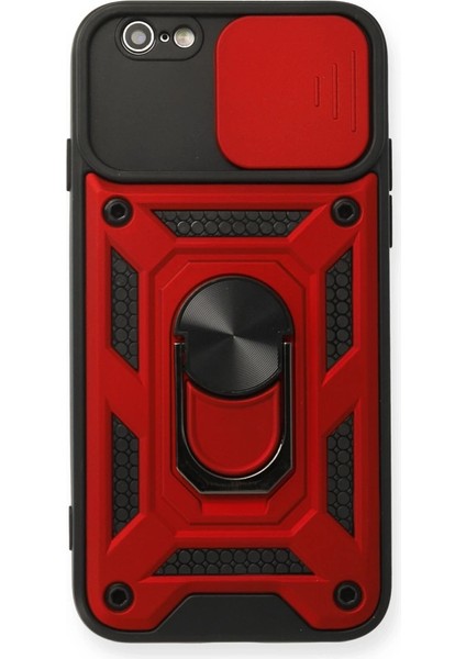 Iphone 6 Kılıf Pars Lens Yüzüklü Silikon - Kırmızı