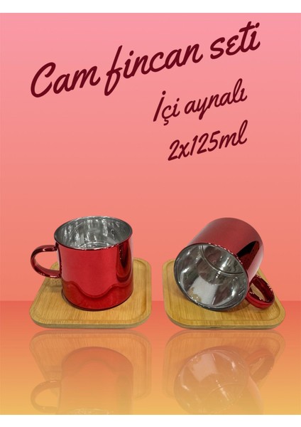 Christmas Borosilikat Cam Fincan Seti Bambu Tabaklı Içi Aynalı 2X125 ml fiyatları