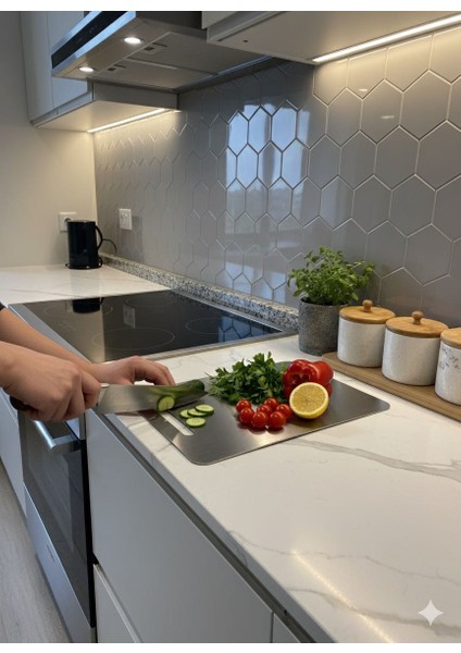 %100 Paslanmaz Çelik Kesme Tahtası ve Askılık 24X33 cm fiyatları