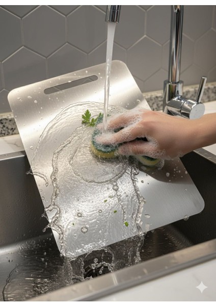 %100 Paslanmaz Çelik Kesme Tahtası ve Askılık 24X33 cm modelleri