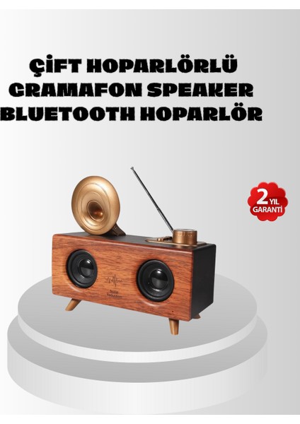 Çift Hoparlörlü Speaker 1800MAH Bataryalı Aux USB Sd Kartlı