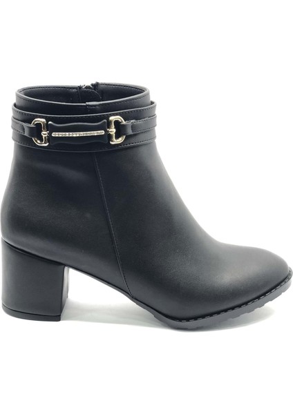 Feles Yanı Ince Taş Tokalı Klasik Topuklu Kadın Bot fiyatları