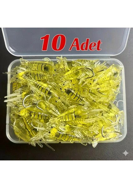 10 Adet 4 cm Kancalı Silikon Karides Karides Balık Avı,yapay Karides, Levrek,çupra,lüfer