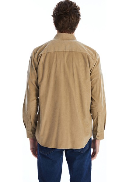 Yeni Sezon Regular Fit Uzun Kollu Kadife Erkek Gömlek fırsatları