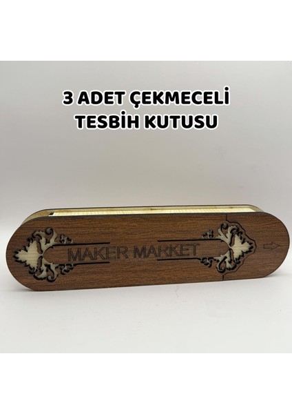 3 Adet Çekmeceli Tesbih Kutusu - Ceviz Model