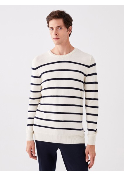 Yeni Sezon Bisiklet Yaka Uzun Kollu Çizgili Erkek Triko Kazak