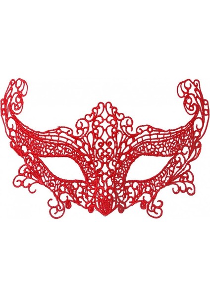 Ieg® Kırmızı Renk Dantel Örgü Işlemeli Parti Maskesi 3 (4887)