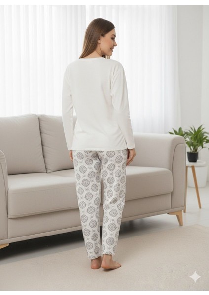 Interlok Kumaş Uzun Kollu Kadın Pijama Takımı Desenli Baskılı fiyatları