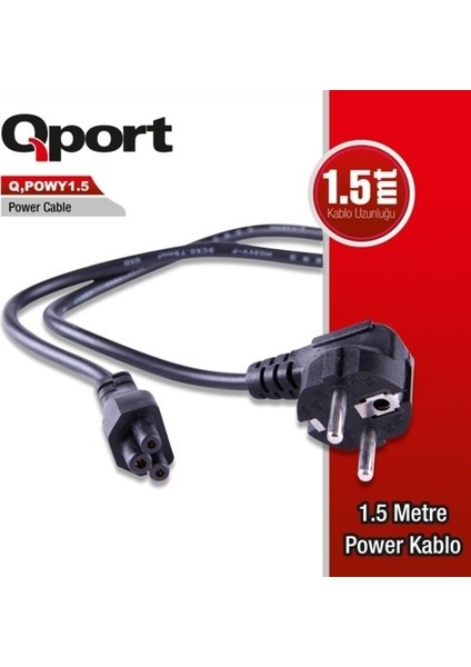 Qport Q-Powy1.5 1.5mt Notebook Power Kablo
