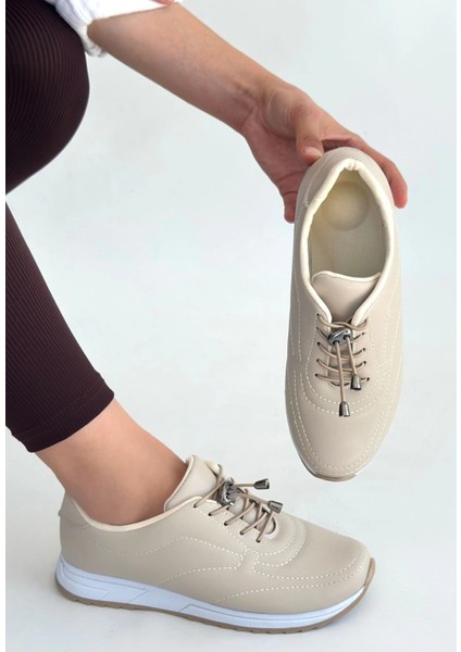 Nrtmsa Finna Bej Cilt Bağcıklı Spor Ayakkabı (Numara: 36)