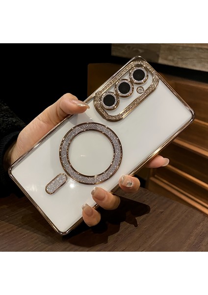 Samsung A17 Uyumlu Şeffaf Taşlı Magsafe Özellikli Kılıf modelleri