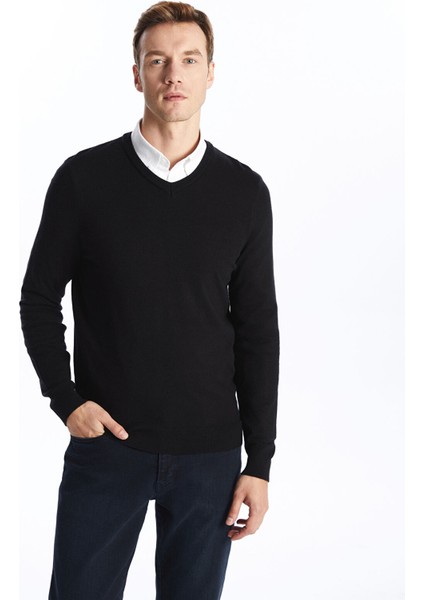 Yeni Sezon V Yaka Uzun Kollu Erkek Triko Kazak