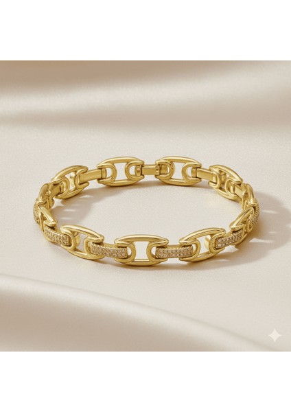 Kadın Tam Tur Xuping Bileklik - Iki Sıra Beyaz Zirkon Taşlı - Altın Renk fırsatları