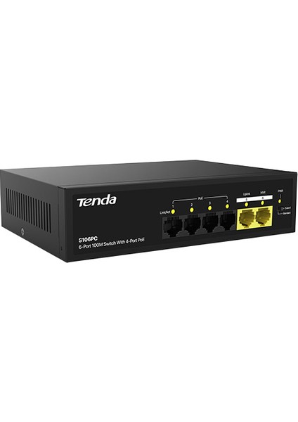 Tenda S106PC 6 Port 10/100 4 Port Poe 2 Port Uplınk 55W Yonetılemez Desktop Swıtch