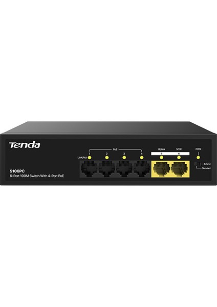 Tenda S106PC 6 Port 10/100 4 Port Poe 2 Port Uplınk 55W Yonetılemez Desktop Swıtch modelleri