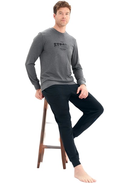 Over Sleep 2219 Erkek Kışlık Interlok Pijama Takım