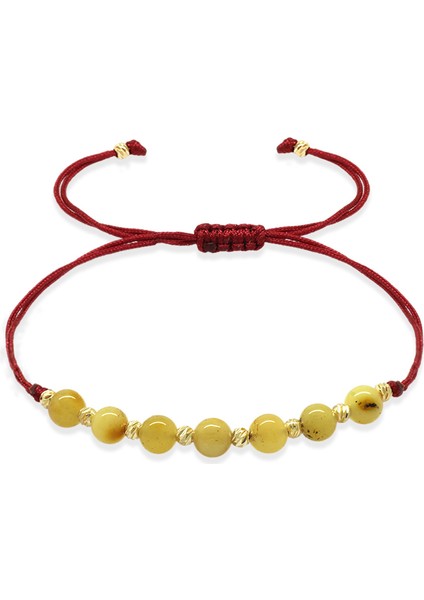 Makrome Örgülü Küre Kesim Kırmızı Ip Dorika Top Sarı Beyaz Renk Doğal Damla Kehribar Kadın Bileklik fiyatları