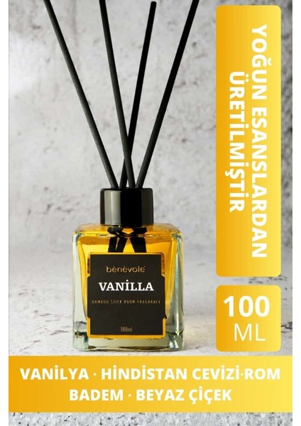 Vanilla Bambu Çubuklu Oda Kokusu 100 ml / Vanilya, Hindistan Cevizi ve Amber Notaları fırsatları