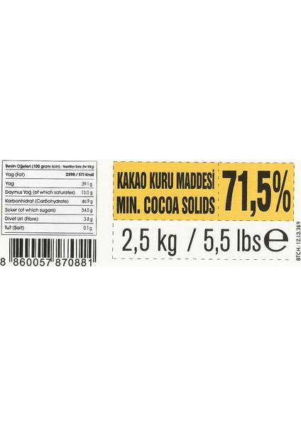 Bitter Pul Çikolata %71,5 *2,5kg modelleri