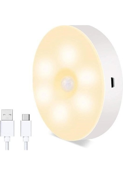 Buffer® Hareket Sensörlü USB Şarjlı Spot Lamba Mıknatıslı ve Yapışkanlı Gün Işığı Renk LED