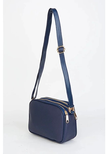 Kadın Sincap Lacivert 4 Bölmeli Suni Deri Orta Boy Fermuar Kapama El Kol ve Omuz Çantası fiyatları