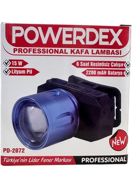 PD-2072 Profesyonel Kafa Lambası | 15W 1500 Lümen | Sensörlü, Zoomlu, Metal Kafa, Type-C Şarjlı