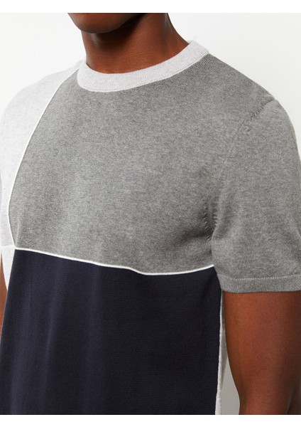 Yeni Sezon Bisiklet Yaka Kısa Kollu Renk Bloklu Erkek Triko Kazak fırsatları