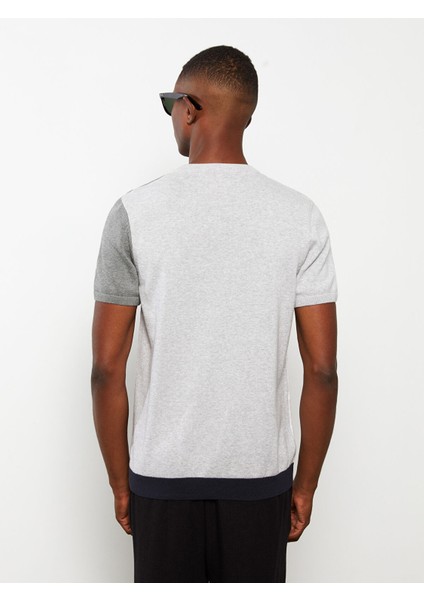 Yeni Sezon Bisiklet Yaka Kısa Kollu Renk Bloklu Erkek Triko Kazak indirimleri