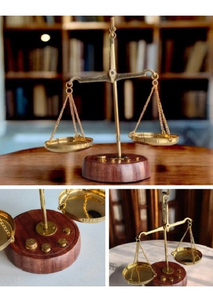 Doğal Ahşap ve Pirinç Metal Kuyumcu Terazisi Dekoratif Terazi Masaüstü Dekoru modelleri