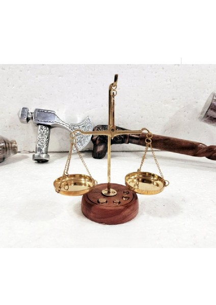 Doğal Ahşap ve Pirinç Metal Kuyumcu Terazisi Dekoratif Terazi Masaüstü Dekoru indirimleri