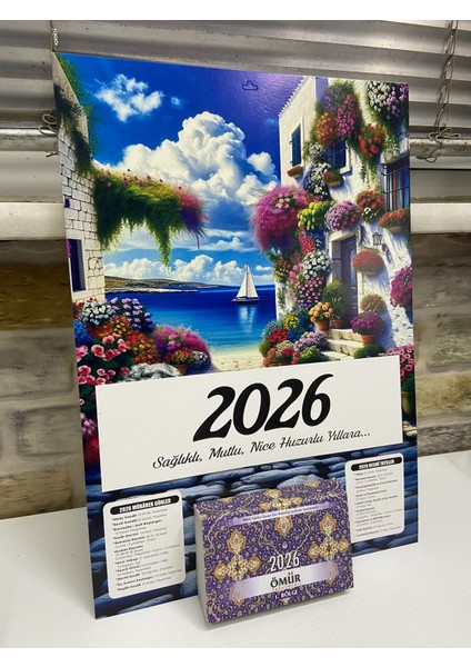 Ömür Takvim Deniz Manzaralı 1.bölge 2025 Kartonlu Yapraklı Duvar Takvimi modelleri