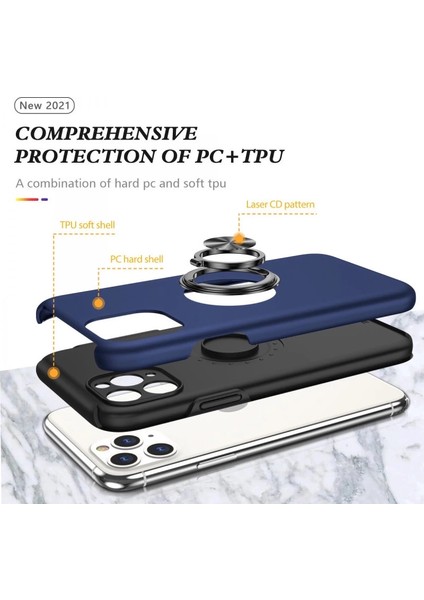 Iphone 11 Pro Max Kılıf Elit Yüzüklü Kapak - Lacivert fiyatları