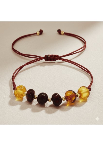 Makrome Örgülü Dorika Detaylı Çok Renkli Natural Form Doğal Damla Kehribar Kadın Bileklik indirimleri