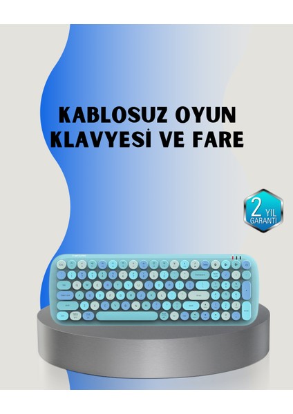 Lvsqvr Retro Tarz Kablosuz Klavye Mouse Seti – 104 Tuşlu, Ergonomik Tasarım