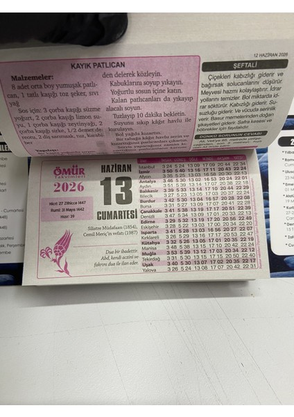 Ömür Takvim Deniz Manzaralı 1.bölge 2025 Kartonlu Yapraklı Duvar Takvimi fırsatları