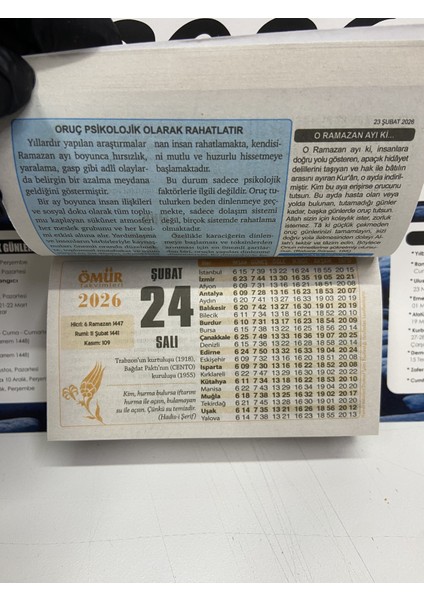 Ömür Takvim Deniz Manzaralı 1.bölge 2025 Kartonlu Yapraklı Duvar Takvimi