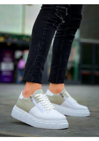 Nrtmsa KB-X155 Kuback Beyaz Cilt Gri Süet Detaylı Beyaz Yüksek Taban Günlük Spor Ayakkabı (Numara: 40) modelleri