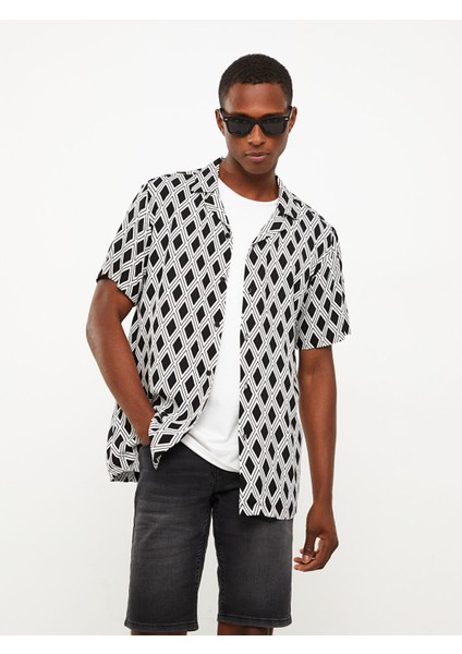 Yeni Sezon Regular Fit Kısa Kollu Desenli Viskon Erkek Gömlek modelleri