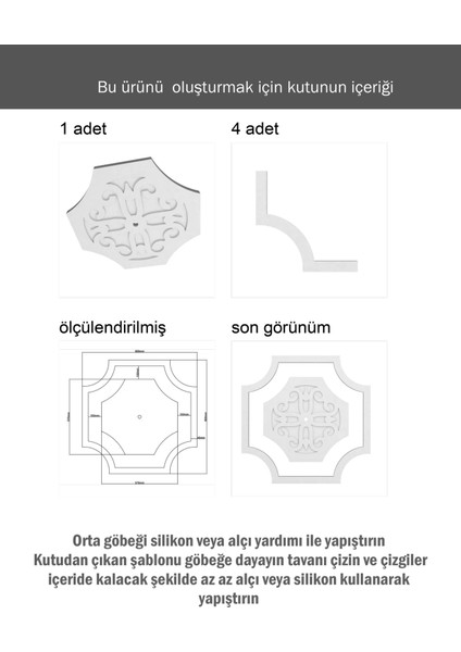 Lamba Tavan Göbeği 54-MODEL-4GEN-IÇ-EGRI-76CM-DIŞ-ÇITALI fırsatları