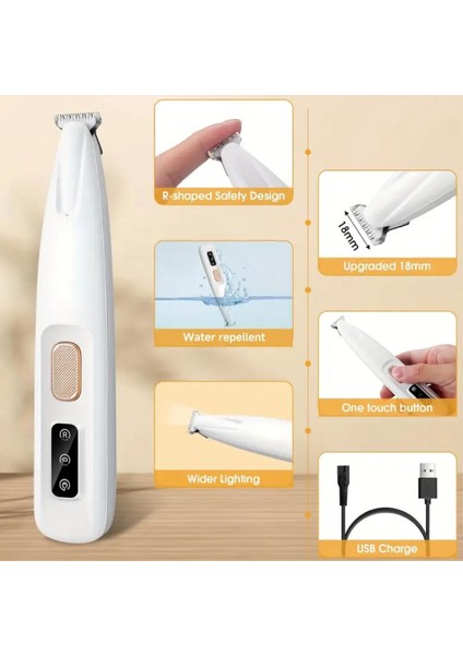Kedi ve Köpekler Için Profesyonel Tiras Makinesi(Patı ve Hassas Bölgeler) LED Isikli USB Sarjli modelleri