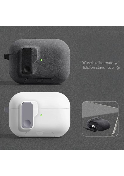Apple Airpods Pro 3. Nesil ile Uyumlu Kılıf Standlı Kilitli Tpu Premium Matte Trip Case modelleri