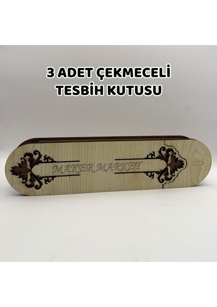 3 Adet Çekmeceli Tesbih Kutusu - Akasya Model