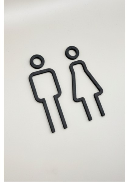 Modern Wc Tuvalet Lavabo Erkek Kadın Kapı Duvar Tabelası Levhası | 3D Baskı Siyah Renk Figür fiyatları