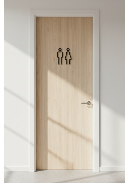 Modern Wc Tuvalet Lavabo Erkek Kadın Kapı Duvar Tabelası Levhası | 3D Baskı Siyah Renk Figür modelleri