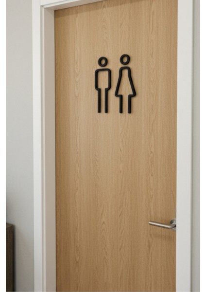 Modern Wc Tuvalet Lavabo Erkek Kadın Kapı Duvar Tabelası Levhası | 3D Baskı Siyah Renk Figür fırsatları