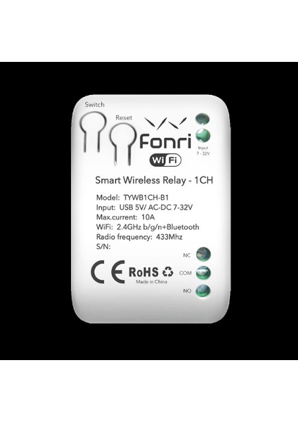 Fonri WF3-TM4-0201-02 Wıfı Kablosuz Akıllı Röle - Tek Kanal