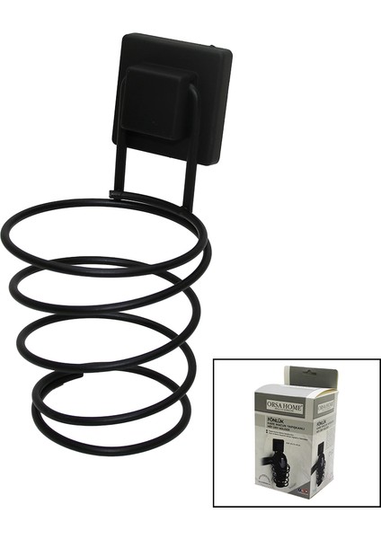 Ieg® Si̇yah - Metal Fönlük Fön Maki̇ne Askisi Kare Macun YAPIŞKANLI10X11X15CM (4887)