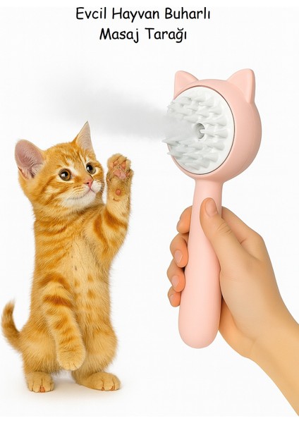 Buharlı Masajlı Kedi Köpek Tarağı – Tüy Dökülmesini Azaltan Fırça